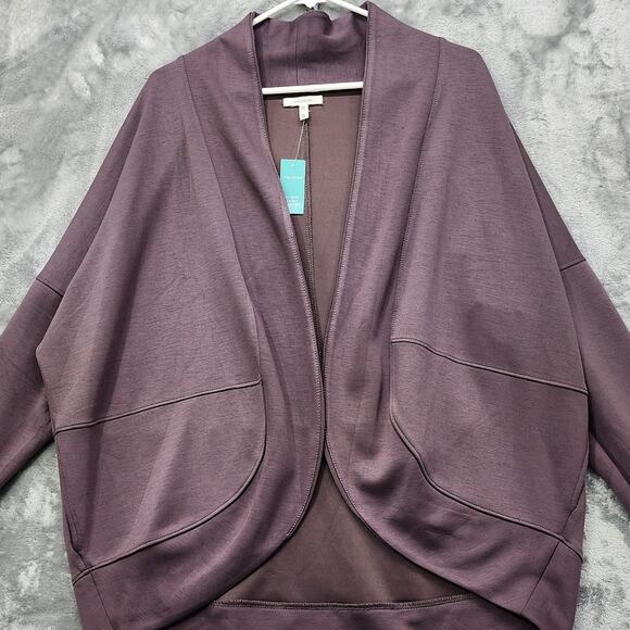 NEW Maurices Cardigan Womens XL Gray Brown Stretch Open Front Cocoon Sweater - Picture 2 of 14